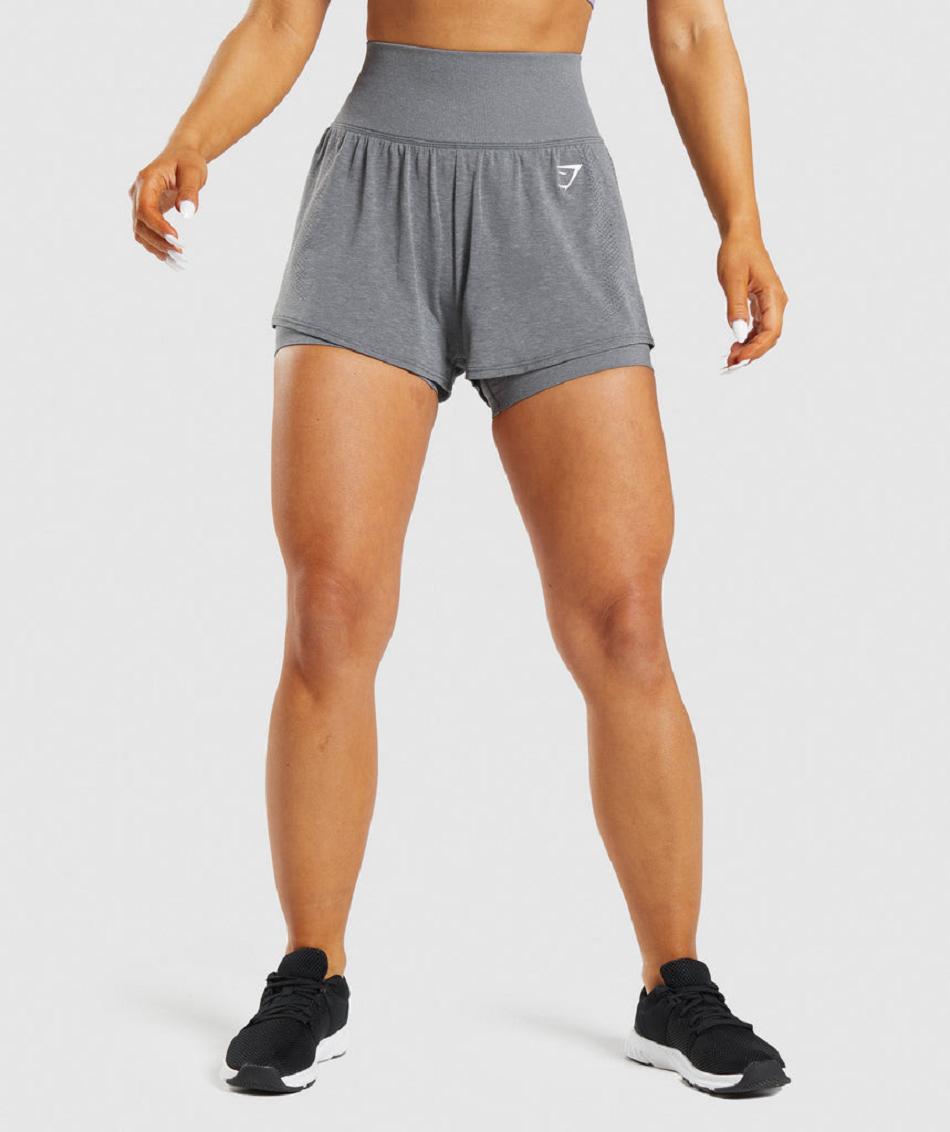 Pantalones Cortos Gymshark Vital Seamless 2.0 2-in-1 Mujer Gris | CO 2782WNB